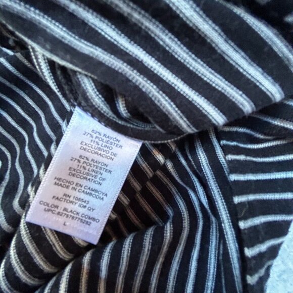 New Derek Lam For Design Nation Sz Large Striped Black Combo Drape Neck Dress - Picture 5 of 10